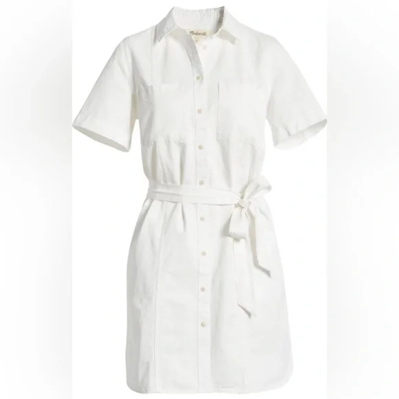 Madewell Courier Seamed Denim Tie Waist Shirtdress - Picture 5 of 7